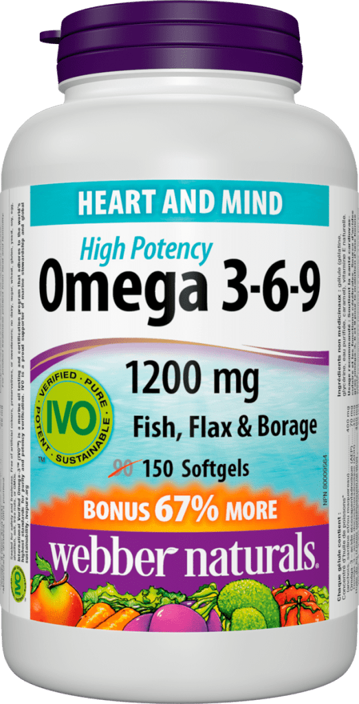 Webber Naturals Omega 3-6-9 1200mg برای سلامت قلب، مغز و مفاصل
