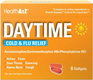 سافت‌ژل HealthA2Z Daytime Cold & Flu Relief برای کاهش علائم سرماخوردگی و آنفلوآنزا بدون خواب‌آلودگی.