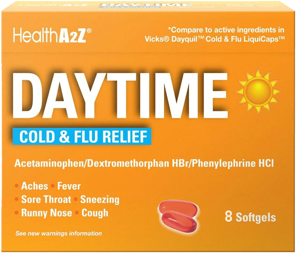 سافت‌ژل HealthA2Z Daytime Cold & Flu Relief برای کاهش علائم سرماخوردگی و آنفلوآنزا بدون خواب‌آلودگی.