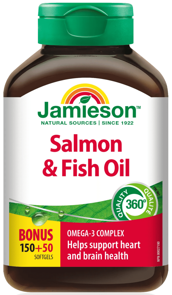 Jamieson Salmon & Fish Oil Omega-3 برای حمایت از سلامت قلب، مغز و سیستم عصبی