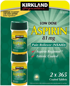 قرص Kirkland Signature Low Dose Aspirin 81mg برای حمایت از سلامت قلب و کاهش ریسک لخته خون