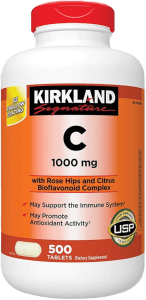 Kirkland Signature Vitamin C 1000mg با رز هیپس و بیوفلاونوئیدهای مرکبات برای تقویت سیستم ایمنی و سلامت پوست