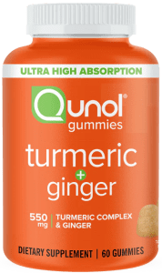 پاستیل QUNOL Turmeric Curcumin Complex with Ginger برای کاهش التهاب و حمایت از سلامت مفاصل و سیستم ایمنی