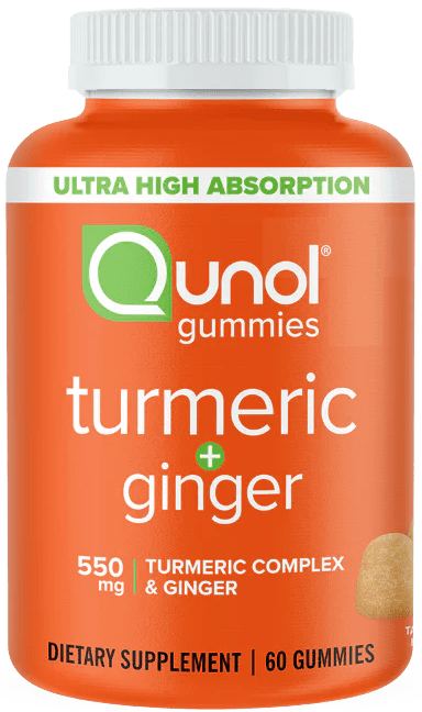 پاستیل QUNOL Turmeric Curcumin Complex with Ginger برای کاهش التهاب و حمایت از سلامت مفاصل و سیستم ایمنی