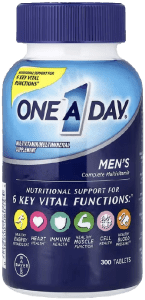 مولتی‌ویتامین Bayer ONE A DAY Men’s Complete برای افزایش انرژی، سلامت قلب و تقویت سیستم ایمنی آقایان.