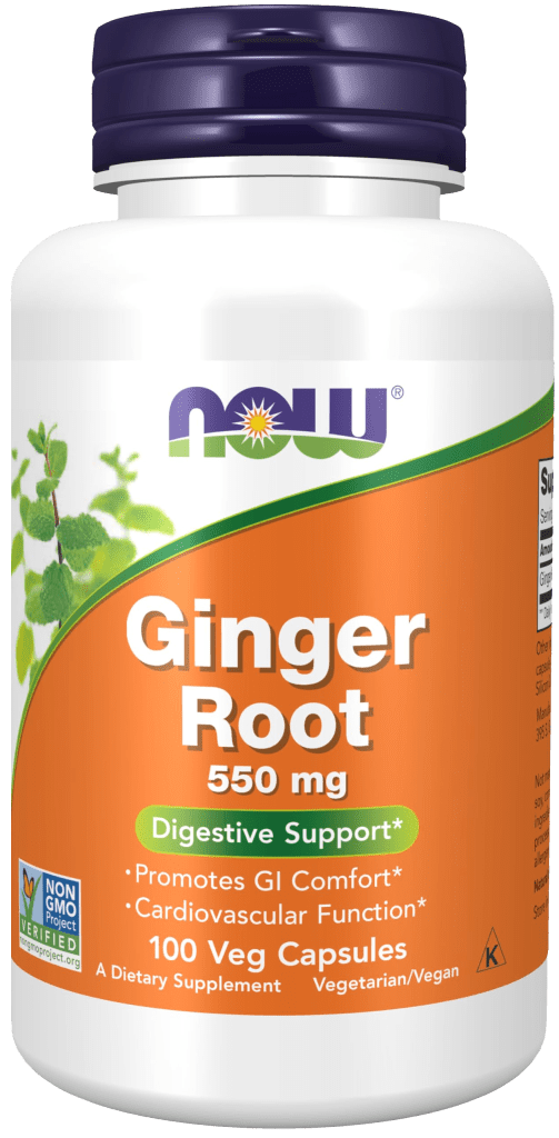 NOW Ginger Root 550MG برای بهبود گوارش، کاهش التهاب و نفخ